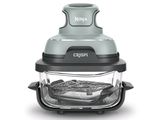 a close up of a food processor on a white background