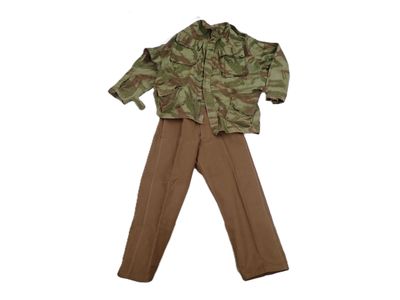 an image of a camouflage jacket and pants on a white background