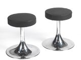 pair of chrome and black stools on a white background