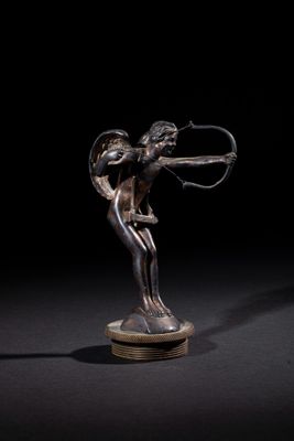 EROS AEL Mascotte Automobile en Bronze Argenté - Pièce de Collection