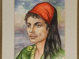 tableau représentant une femme portant un bandana rouge sur la tête