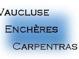 a blue and white logo with the words vauguse encheres carpentras