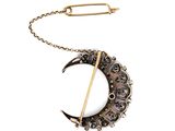 an image of a broochle with a crescent shaped object on it