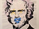 a close up of a painting of a man wearing a suit and tie