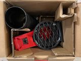 a cardboard box with a bunch of items inside of it