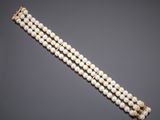 a cultured pearl and diamond bracelet