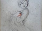 drawing of a woman holding a baby in her arms