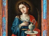 an image of a painting of a woman holding a cup and saucer