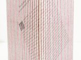 an image of a red and white striped book with writing on it