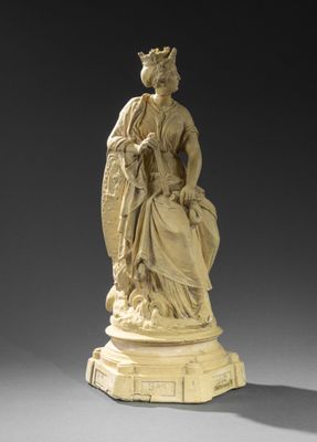 an image of a statue of a woman sitting on top of a pedestal