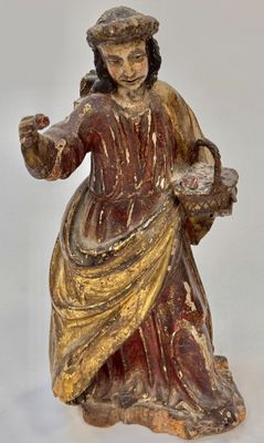 an image of a statue of a woman holding a basket of flowers