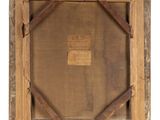 a painting of a wooden frame with a piece of paper in it