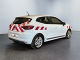 the rear of a white car with a red and white stripe on it