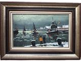 une image d'une peinture de bateaux dans l'eau