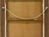an old picture of a window with a rope hanging from it ' s side