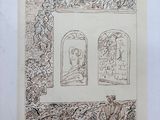 an old drawing of a man and a woman in a room