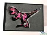a picture of a pink dinosaur in a black box