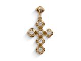 Pendentif en forme de croix en or jaune 14 carats serti de diamants