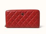 chanel red quilted leather zip around wallet