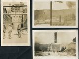 trois vieilles photographies en noir et blanc représentant des hommes au travail dans une usine