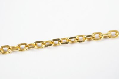 a close up of a gold chain on a white background