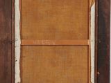 a painting of a wooden frame with a brown cloth covering it