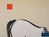 a painting of a horse on a wall with a chinese writing on it