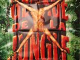 une affiche de film sur la jungle mettant en scène une femme nue perchée sur un arbre