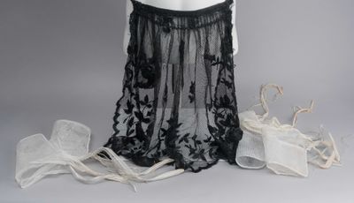 une photo d'un mannequin portant une robe noire ornée de voiles transparents