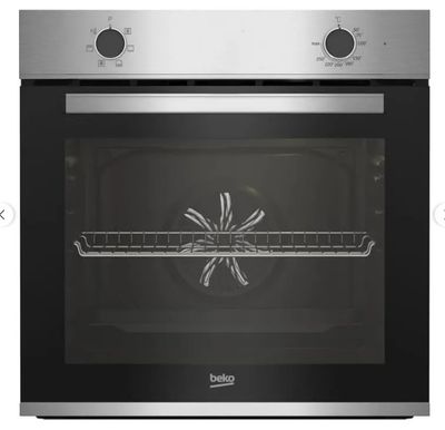 a close up of a stainless steel oven with the door open