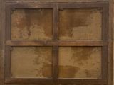 an old wooden window with a glass pane in it