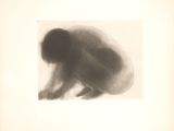 drawing of a black and white image of a person kneeling down