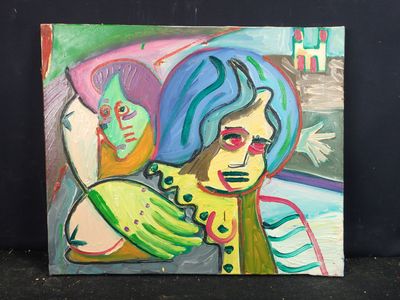 peinture d'une femme tenant un bébé dans ses bras