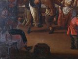 a painting of a group of people dancing in a room