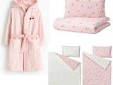 pink and white bedding and accessories for a girl ' s bedroom