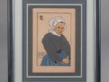 une image représentant un portrait encadré d'une femme portant un turban sur la tête