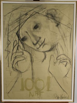 drawing of a woman holding a cell phone up to her ear