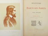 an old book with a picture of a man in a suit