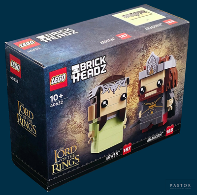 Figurines Lego « Le Seigneur des Anneaux » dans une boîte sur fond bleu