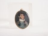 a miniature portrait of a man in a green dress