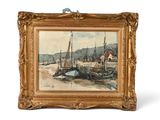 une image d'une photo d'un tableau représentant des bateaux dans un port