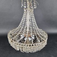 Lustre corbeille en métal et pampilles de verre, à huit lumi… (photo 2)