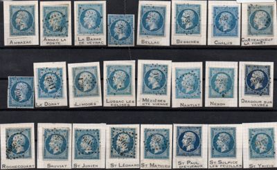 several different types of stamps are displayed on a black surface