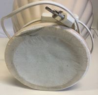Lancel, grand pieds de lampe de table en céramique beige et … (photo 5)
