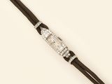 an image of a wrist watch with diamonds on a black cord