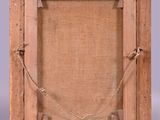 an old wooden frame with a rope hanging from it ' s sides