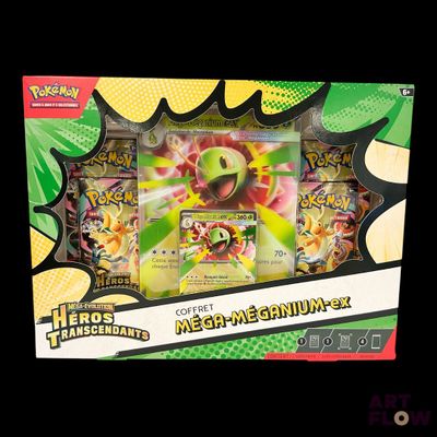 the box is open to show a picture of a pokemon card game
