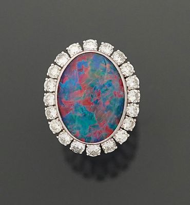 Bague de cocktail en or gris 14K 585 millièmes, le plateau o…