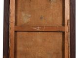 an old picture of a wooden frame with a picture on it