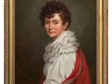 a painting of a young boy wearing a red cape and white shirt